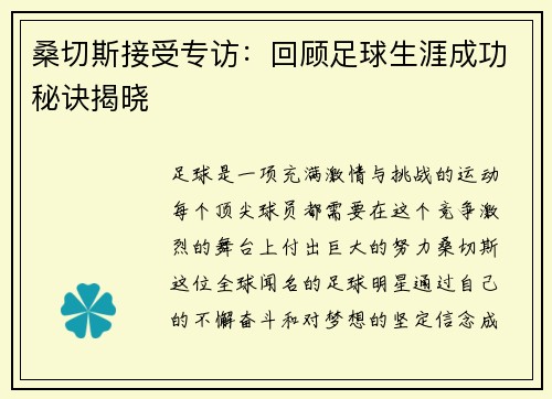 桑切斯接受专访：回顾足球生涯成功秘诀揭晓